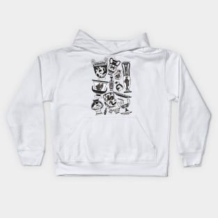 Greek Pottery - black and white Kids Hoodie